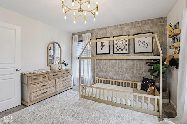 1414 W Springhurst Blvd, Greenfield, IN 46140 - bedroom featuring carpet flooring and a chandelier