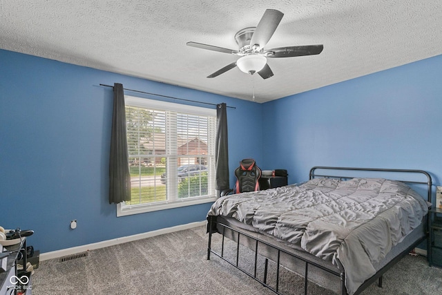 401 N Nicole Ln, Scottsburg, IN 47170 - bedroom with carpet flooring, a textured ceiling, and a ceiling fan