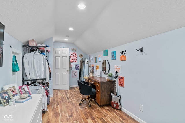 401 N Nicole Ln, Scottsburg, IN 47170 - office area featuring lofted ceiling and light wood-type flooring