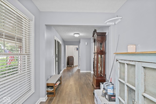 401 N Nicole Ln, Scottsburg, IN 47170 - hall featuring a textured ceiling and wood finished floors