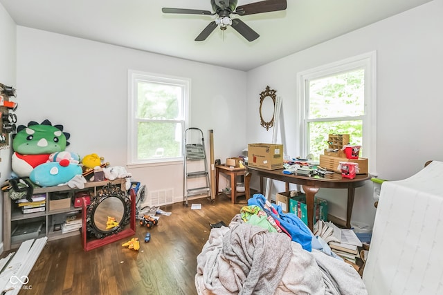 8783 State Road 56, Aurora, IN 47001 - playroom with healthy amount of natural light, wood finished floors, and a ceiling fan