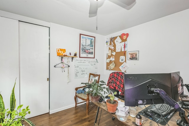 8783 State Road 56, Aurora, IN 47001 - office area with wood finished floors and a ceiling fan