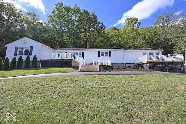8783 State Road 56, Aurora, IN 47001 - view of front of property featuring a deck and a front lawn