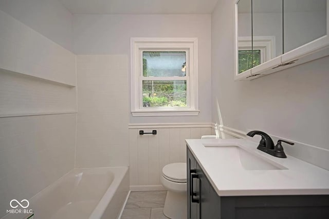 8783 State Road 56, Aurora, IN 47001 - bathroom featuring wainscoting, vanity, and marble finish flooring