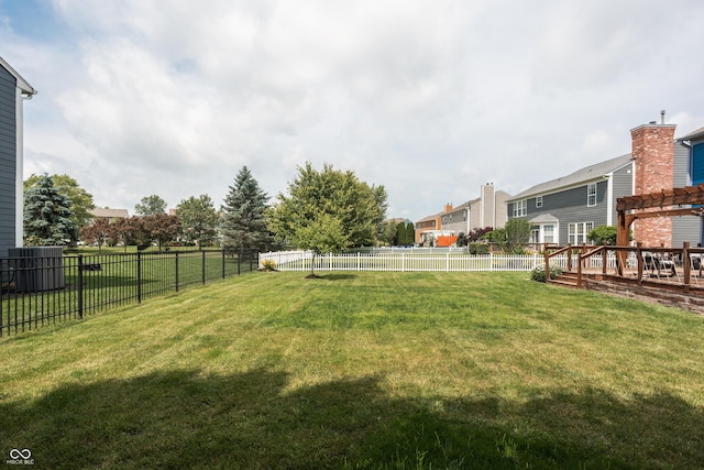 1521 Midnight Pass, Brownsburg, IN 46112 - fenced backyard featuring a pergola, a residential view, and a deck
