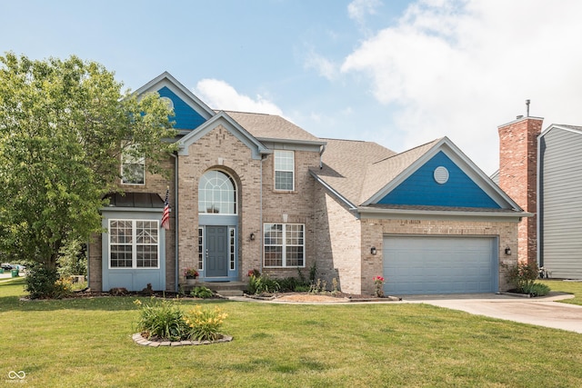 1521 Midnight Pass, Brownsburg, IN 46112 - traditional home featuring concrete driveway, brick siding, a front lawn, and a garage
