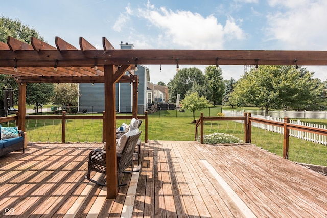 1521 Midnight Pass, Brownsburg, IN 46112 - wooden terrace featuring a pergola and a fenced backyard