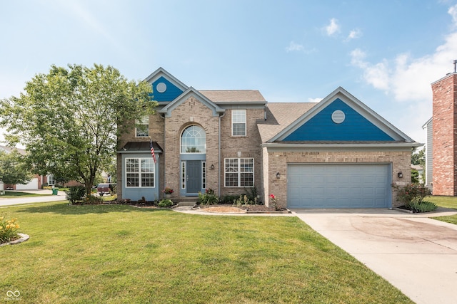 1521 Midnight Pass, Brownsburg, IN 46112 - traditional-style home featuring concrete driveway, a front yard, brick siding, and an attached garage