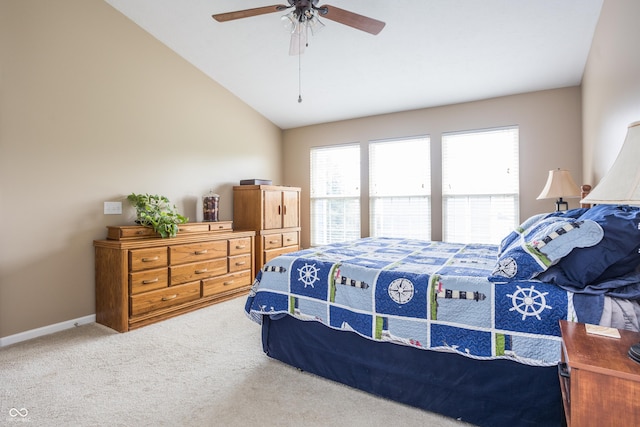 1521 Midnight Pass, Brownsburg, IN 46112 - bedroom featuring carpet floors, lofted ceiling, and ceiling fan