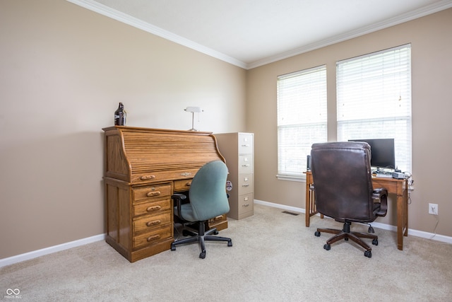 1521 Midnight Pass, Brownsburg, IN 46112 - home office with crown molding and carpet flooring