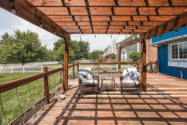 1521 Midnight Pass, Brownsburg, IN 46112 - view of patio featuring a wooden deck, a pergola, and an outdoor hangout area