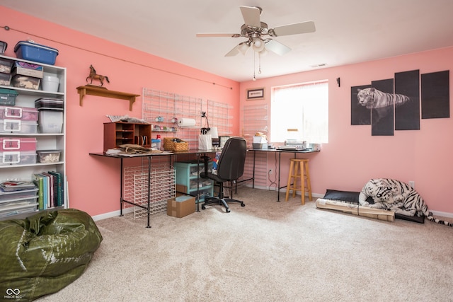 1521 Midnight Pass, Brownsburg, IN 46112 - office space with carpet flooring and a ceiling fan