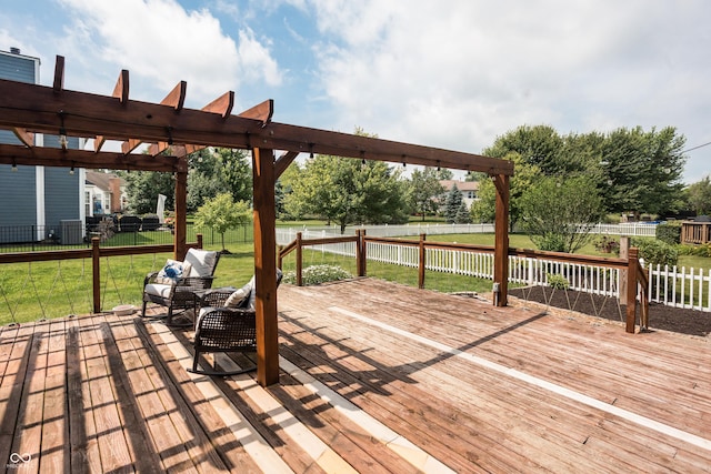 1521 Midnight Pass, Brownsburg, IN 46112 - wooden terrace featuring a fenced backyard and a pergola