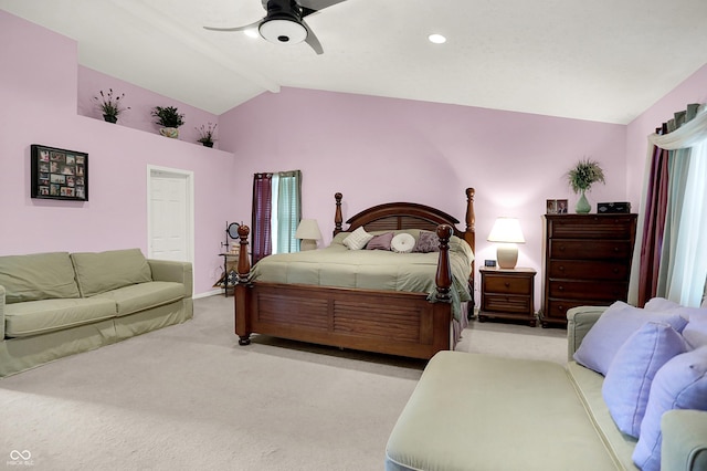 5063 Haywood Ln, Plainfield, IN 46168 - bedroom featuring light carpet, a ceiling fan, and recessed lighting