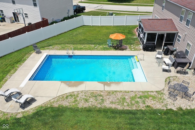 5063 Haywood Ln, Plainfield, IN 46168 - view of swimming pool with a fenced backyard and a patio
