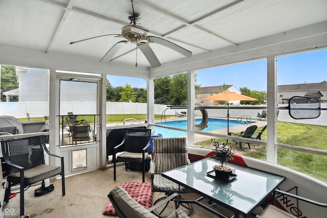 5063 Haywood Ln, Plainfield, IN 46168 - sunroom / solarium featuring a ceiling fan and plenty of natural light