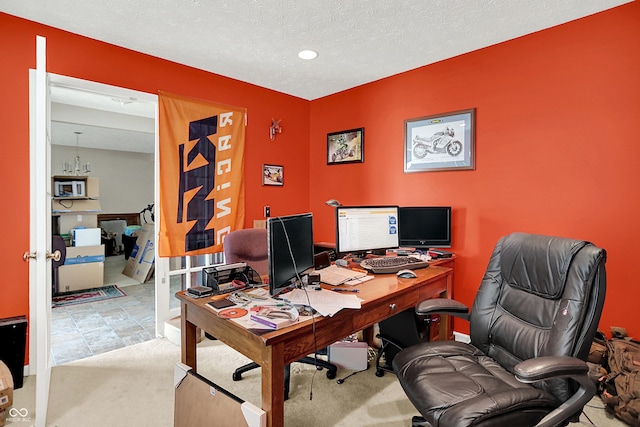 5063 Haywood Ln, Plainfield, IN 46168 - carpeted office featuring a textured ceiling and recessed lighting