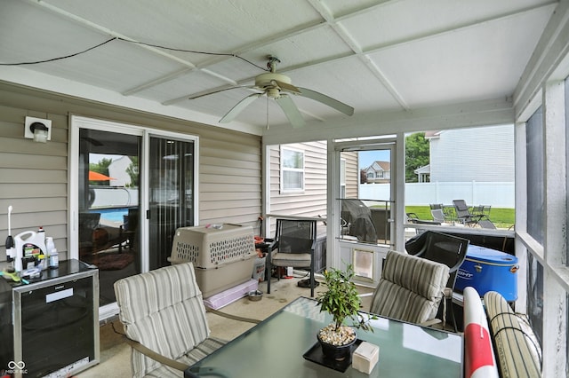 5063 Haywood Ln, Plainfield, IN 46168 - sunroom / solarium with ceiling fan and outdoor dining space