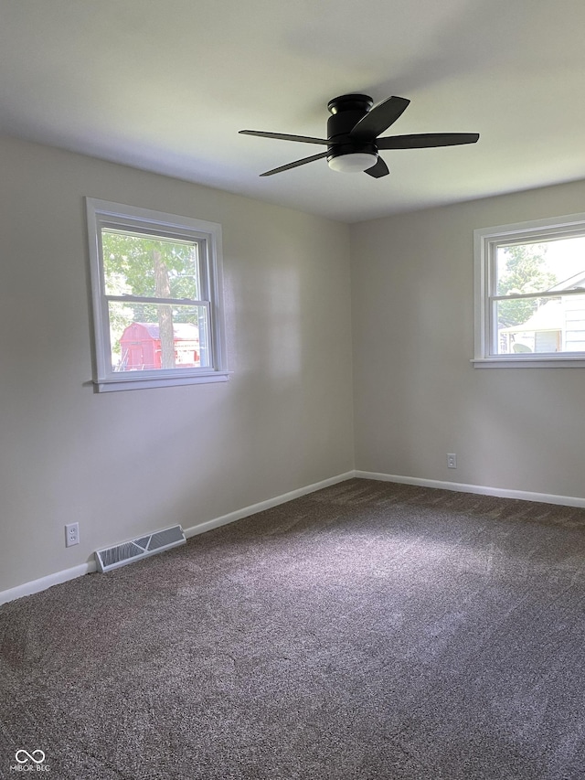 1400 Evelyn Ln, Anderson, IN 46017 - spare room featuring plenty of natural light, carpet floors, and a ceiling fan