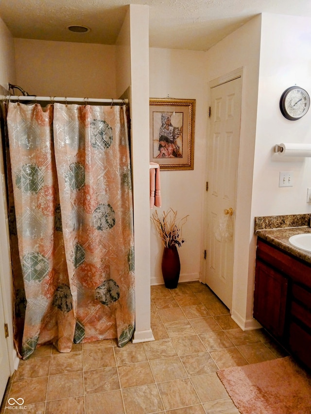 8333 Pine Branch Ln, Indianapolis, IN 46234 - full bath with vanity, tile patterned flooring, and a shower with shower curtain