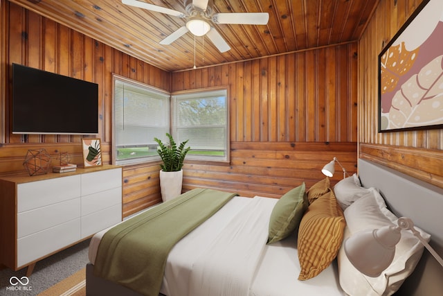 11710 W State Road 32, Yorktown, IN 47396 - bedroom with wood ceiling and wooden walls