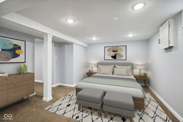 11710 W State Road 32, Yorktown, IN 47396 - carpeted bedroom with a textured ceiling and recessed lighting