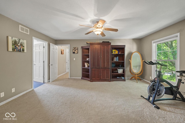3710 Canada Ct, West Lafayette, IN 47906 - workout room with carpet and a ceiling fan