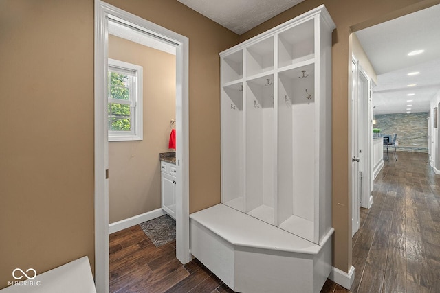 3710 Canada Ct, West Lafayette, IN 47906 - mudroom featuring dark wood-style flooring and recessed lighting