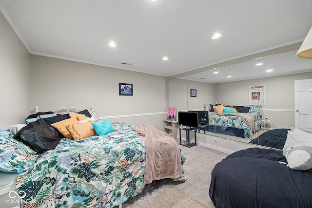 3710 Canada Ct, West Lafayette, IN 47906 - bedroom with carpet, recessed lighting, and ornamental molding