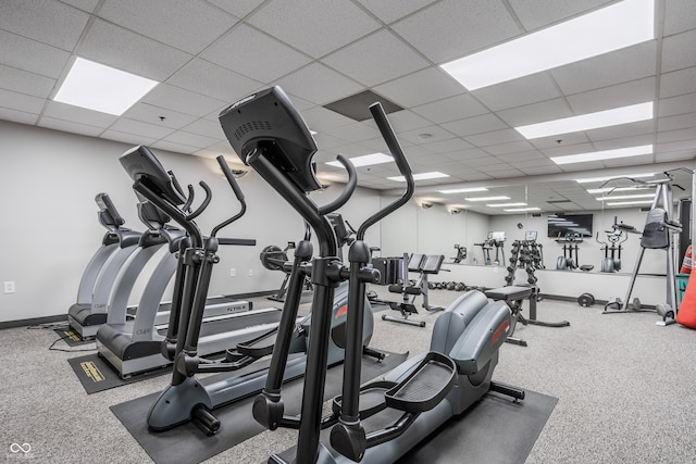 225 N New Jersey St Unit 52, Indianapolis, IN 46204 - workout area with a drop ceiling and carpet