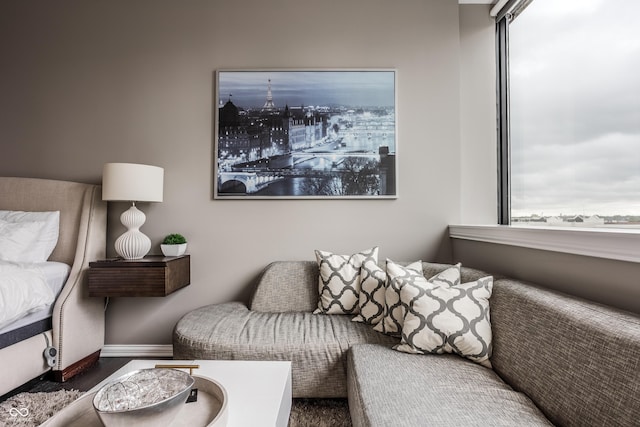 225 N New Jersey St Unit 52, Indianapolis, IN 46204 - living area featuring wood finished floors and baseboards