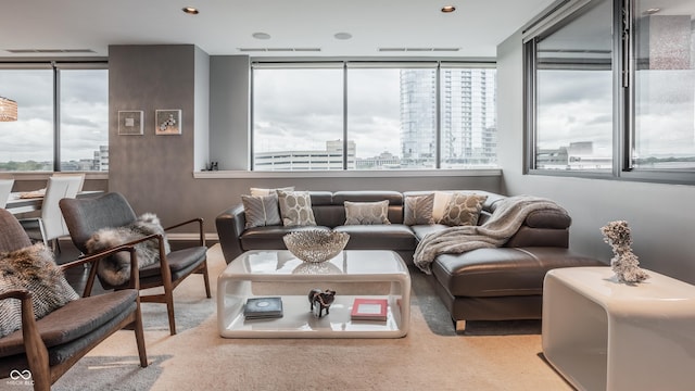 225 N New Jersey St Unit 52, Indianapolis, IN 46204 - living area featuring plenty of natural light and a city view