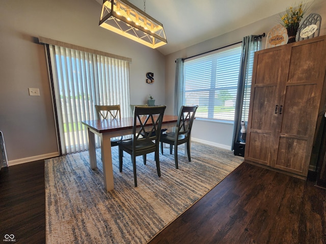 7511 Eddie Ln, Camby, IN 46113 - dining space featuring dark wood finished floors and lofted ceiling