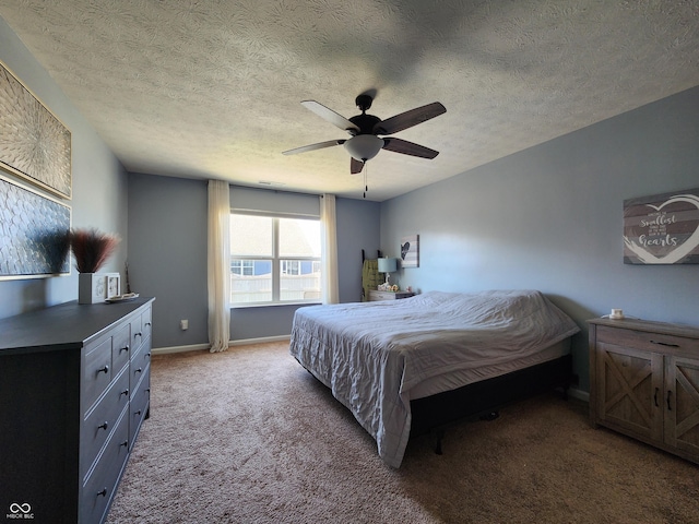 7511 Eddie Ln, Camby, IN 46113 - bedroom with carpet flooring, a textured ceiling, and ceiling fan