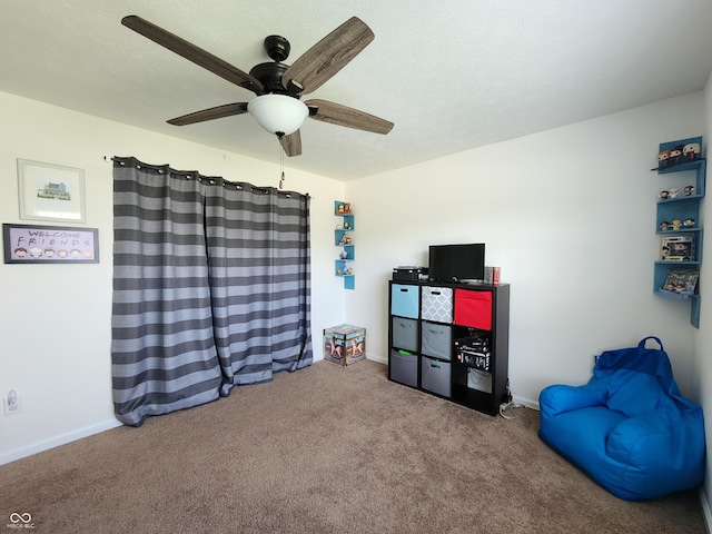 7511 Eddie Ln, Camby, IN 46113 - recreation room with ceiling fan and carpet flooring