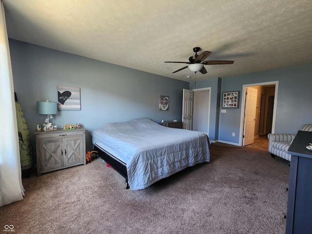 7511 Eddie Ln, Camby, IN 46113 - bedroom featuring carpet floors, a ceiling fan, and a textured ceiling