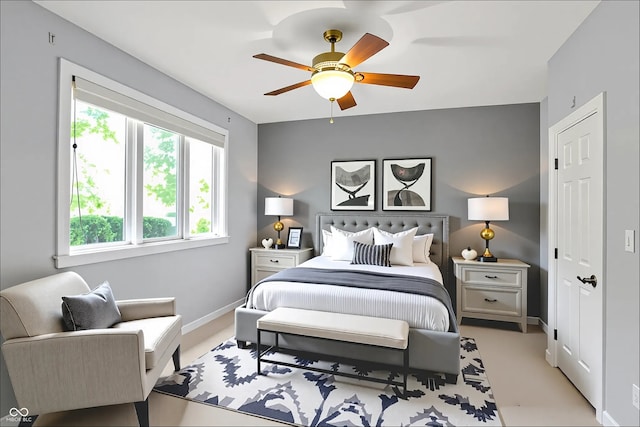 13779 Stone Dr, Carmel, IN 46032 - bedroom with a ceiling fan and light carpet