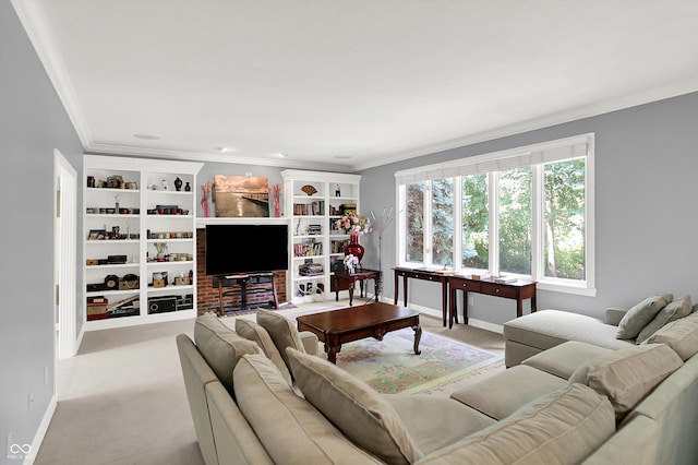 13779 Stone Dr, Carmel, IN 46032 - living area featuring ornamental molding and carpet flooring