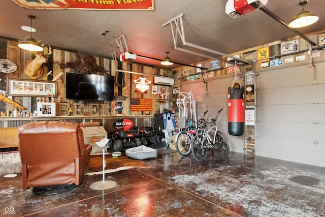 3399 Nottinghill Blvd, Plainfield, IN 46168 - garage with a wall mounted air conditioner and a garage door opener
