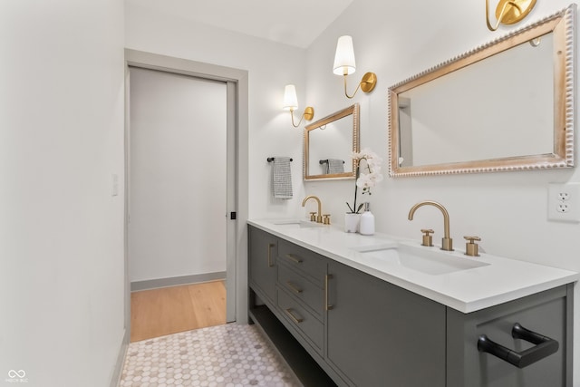 8246 Windcombe Blvd, Indianapolis, IN 46240 - full bathroom with double vanity and baseboards