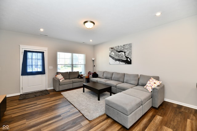 3443 Thomas Jefferson St, Westfield, IN 46074 - living room featuring dark wood finished floors and recessed lighting