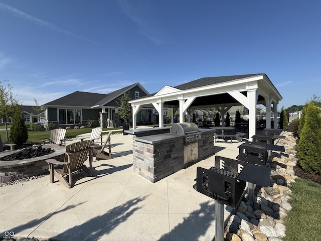 3443 Thomas Jefferson St, Westfield, IN 46074 - view of patio featuring a fire pit, a gazebo, and area for grilling