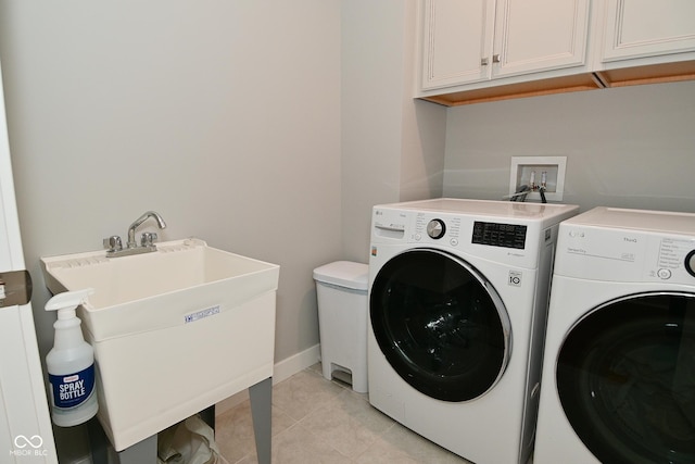 2734 Chalbury Dr, Plainfield, IN 46168 - laundry room with independent washer and dryer, light tile patterned floors, and cabinet space