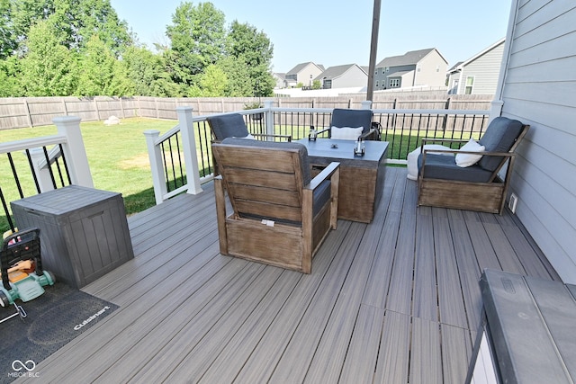2734 Chalbury Dr, Plainfield, IN 46168 - wooden deck featuring a fenced backyard and a residential view