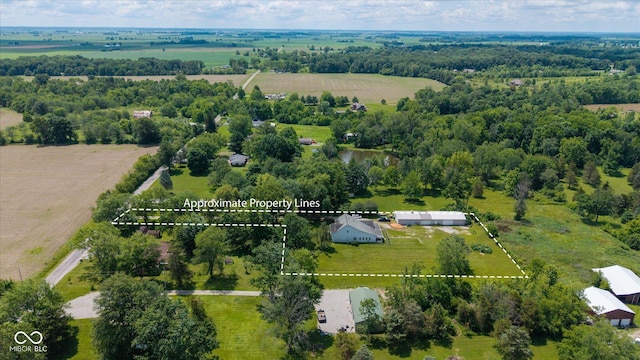 7516 S County Road 300 W, Clayton, IN 46118 - overview of rural landscape with property boundaries highlighted