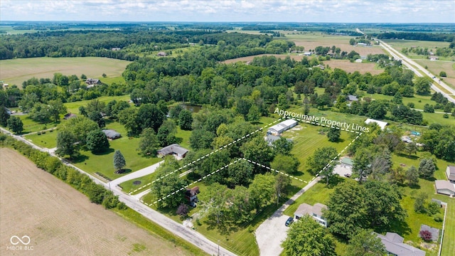 7516 S County Road 300 W, Clayton, IN 46118 - aerial view of sparsely populated area with property parcel outlined