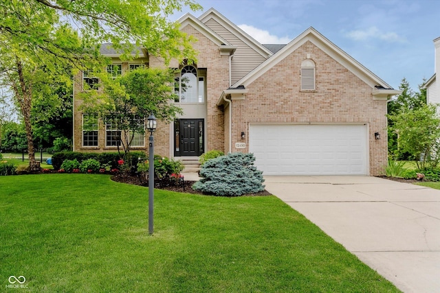 12490 Windbush Way, Carmel, IN 46033 - traditional home featuring brick siding, driveway, and a front lawn