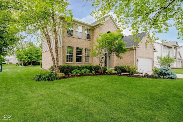 12490 Windbush Way, Carmel, IN 46033 - traditional home with brick siding, a front lawn, and a garage