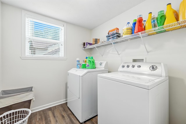 2463 Kettering Way, Indianapolis, IN 46214 - washroom featuring separate washer and dryer and dark wood-style flooring