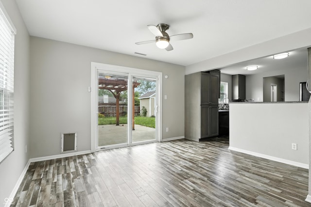 1236 N Aberdeen Dr, Franklin, IN 46131 - unfurnished living room with wood finished floors and ceiling fan